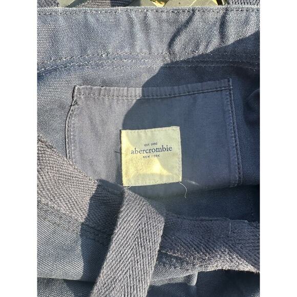 Vintage Y2K Abercrombie Navy Canvas Tote Bag 2000s Logo Shoulder Bag A&F - Picture 7 of 7